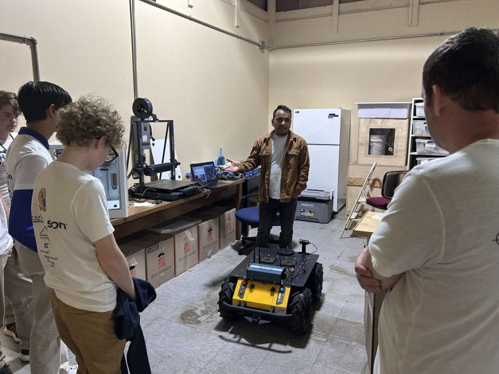 Haas Hall students visiting lab